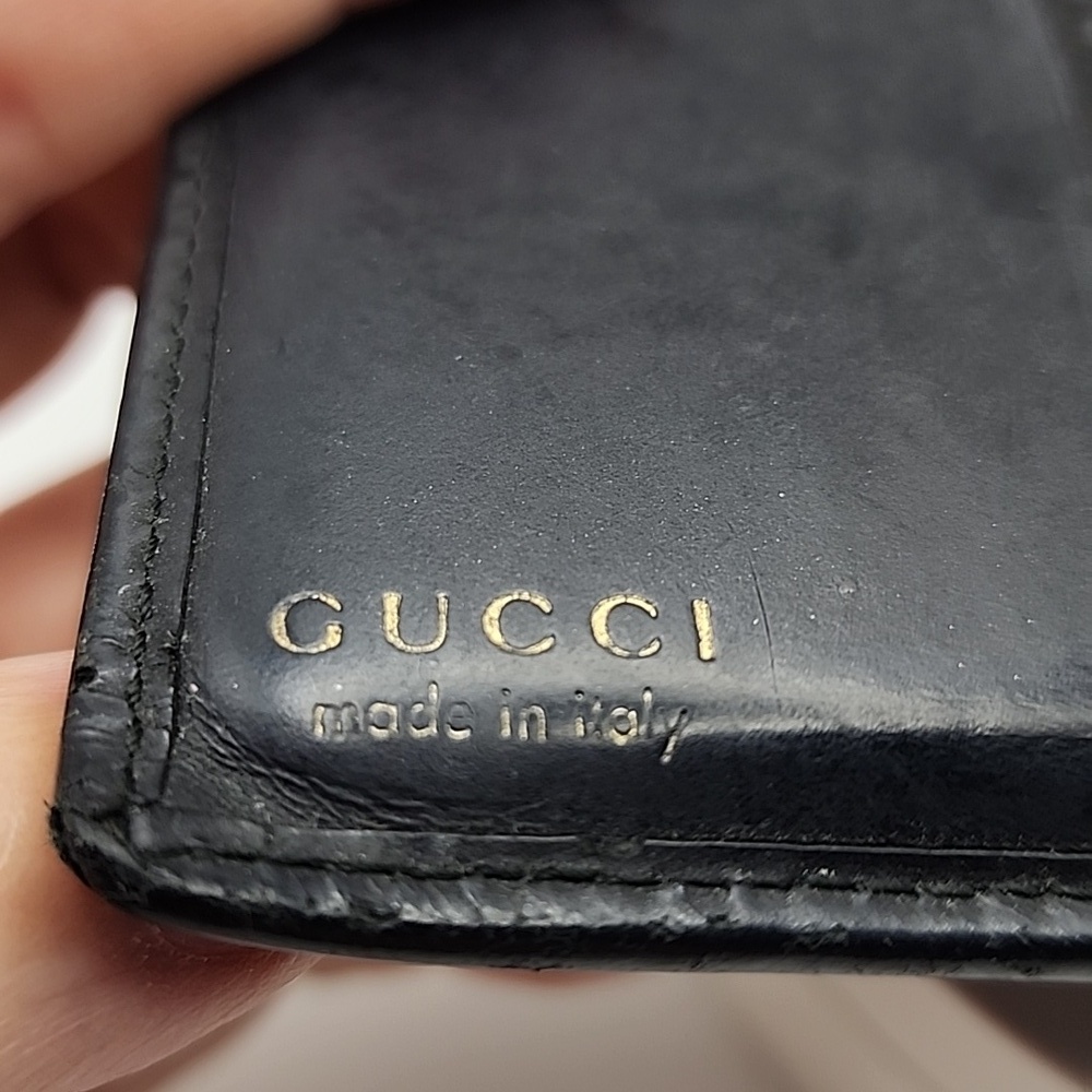 Gucci Midnight Leather Wallet with Gold Detail, Comes‎ With COA - Vintage - Picture 10 of 14